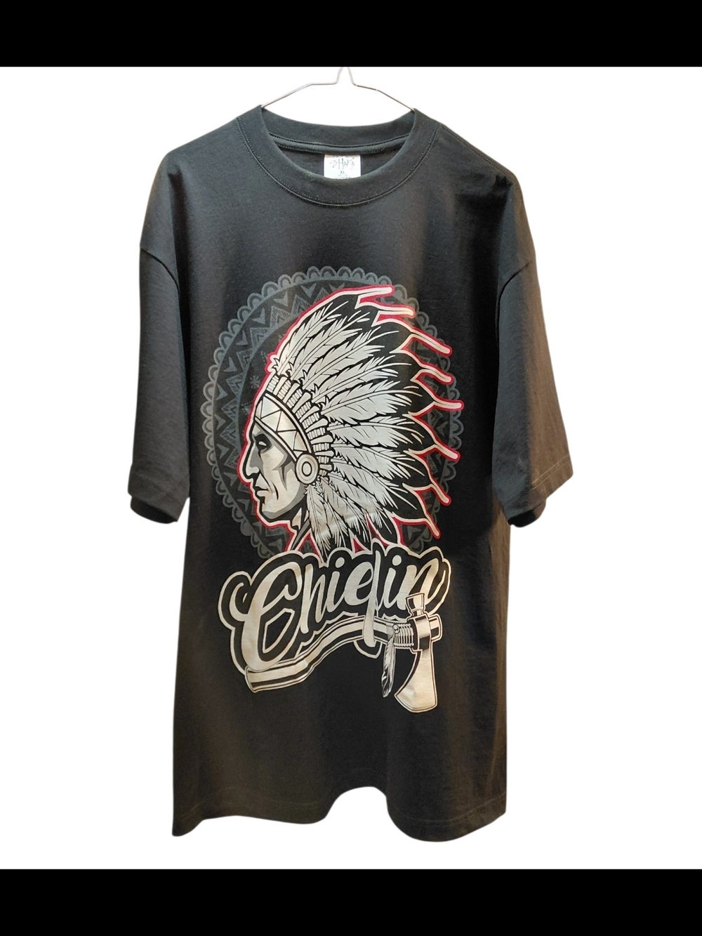Shaka Wear "Chiefin" Native American Graphic Tee Black XL Heavyweight